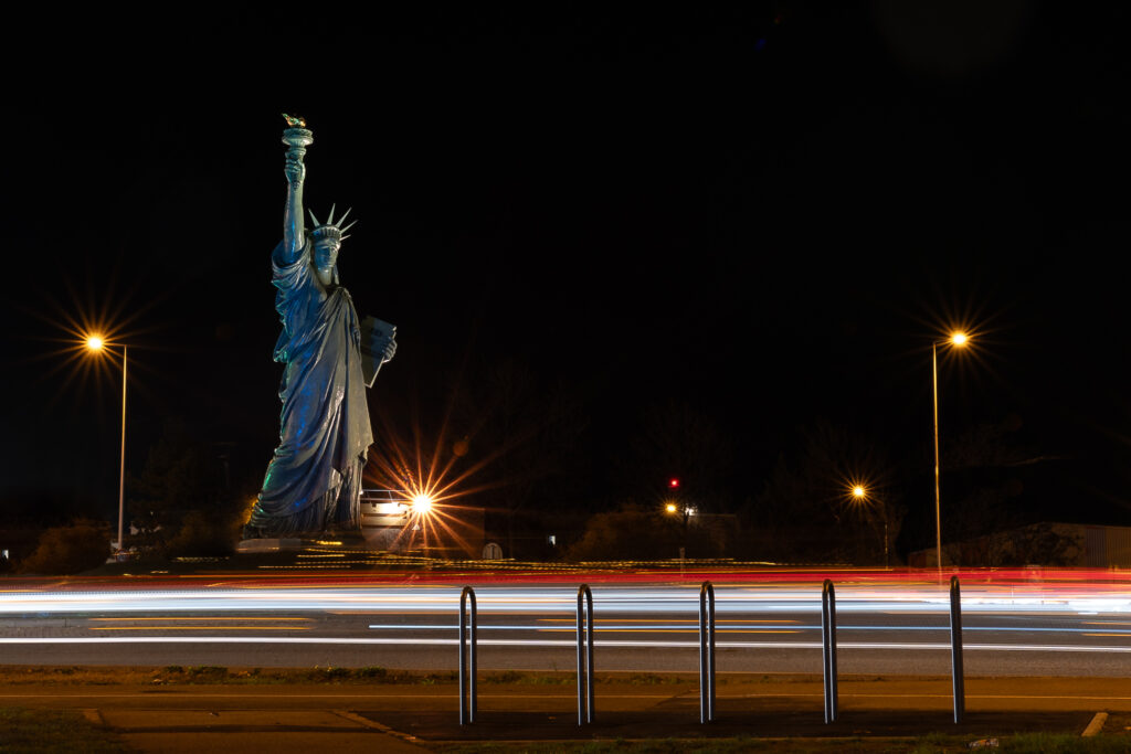 Statue de la liberté Colmar Alsace lightpainting